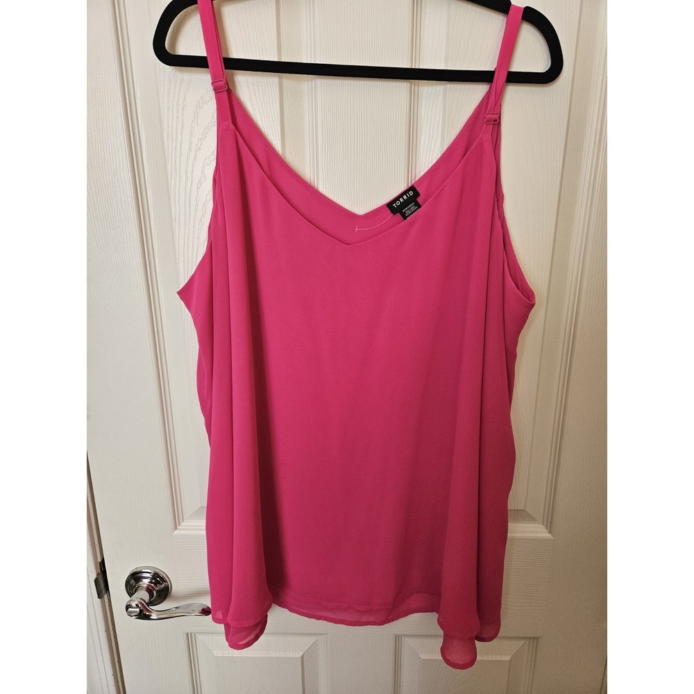 NWOT Torrid Hot Pink Layered Chiffon Sleeveless Camisole Adj. Straps Plus Sz. 4
